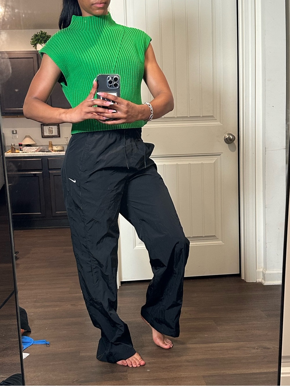 Black Nike Standard Fit High Rise Full Length Track Pants